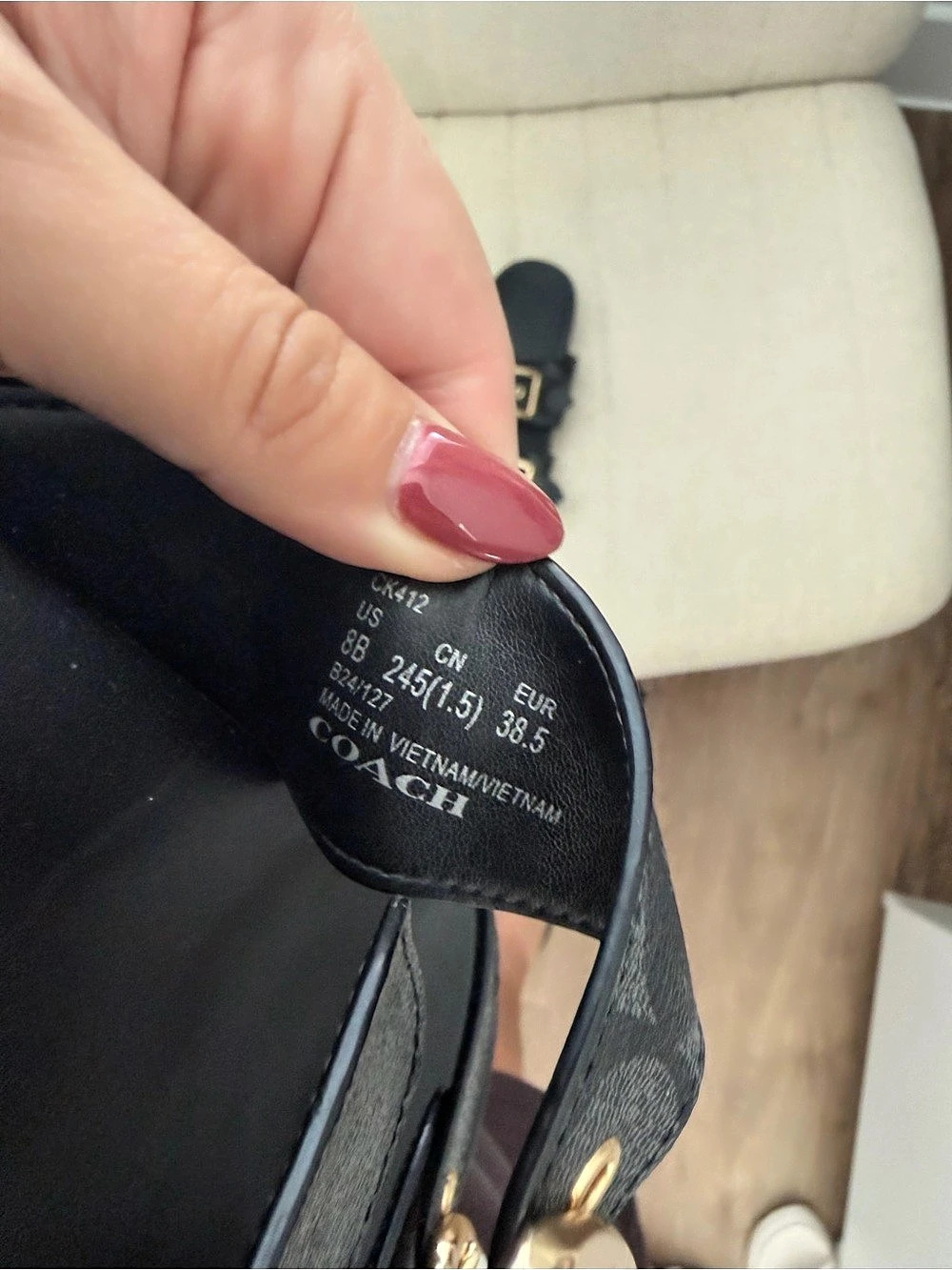 Coach Signature Canvas Black Buckle Sandals - Picture 3 of 4